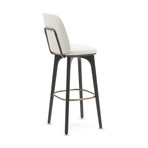 Utility Bar Stool with Backrest // White Leather (Medium)