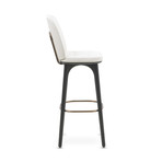 Utility Bar Stool with Backrest // White Leather (Medium)