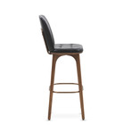 Utility Bar Stool with Backrest // Black Leather (Medium)