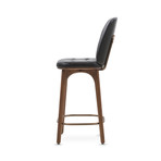 Utility Bar Stool with Backrest // Black Leather (Medium)