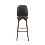 Utility Bar Stool with Backrest // Black Leather (Medium)