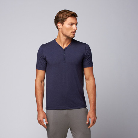 Modal Stretch Jersey Lounge Henley // Peacoat (S)