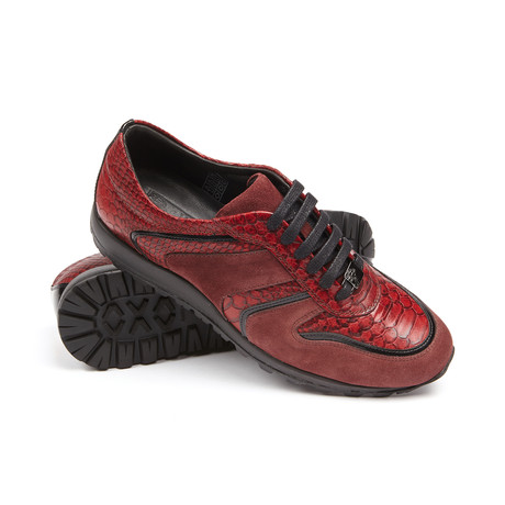 Lace Up Sneaker // Burgundy Reptile (Euro: 39)