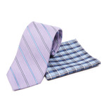 Cliffside Stripe Tie + Ensemble Plaid Pocket Square