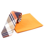 High Point Plaid Tie + Solid Cotton Pocket Square