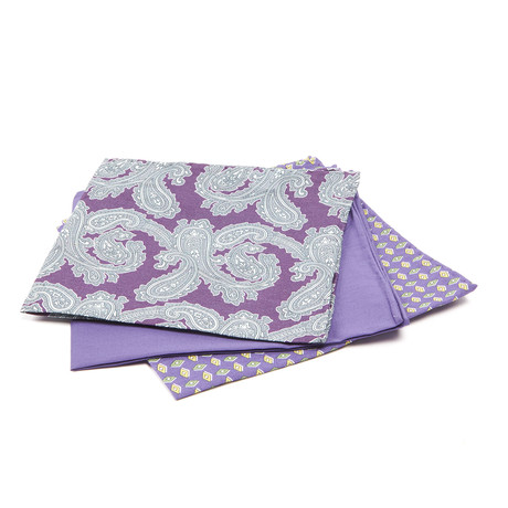 Pocket Squares // Linen Paisley + Solid Cotton + Diamond Point