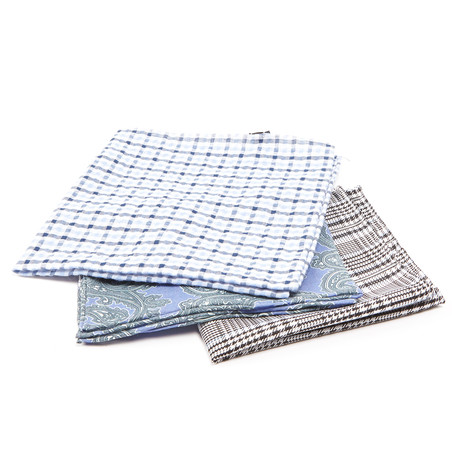 Pocket Squares // Seersucker Gingham + Linen Paisley + Canvas Plaid