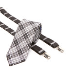 Vision Plaid Tie + Road Horizontal Stripe Suspenders