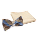 Draper Stripe Bow Tie + Wool Suiting Pocket Square