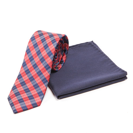 Profile Plaid Tie + Solid Wool Pocket Square