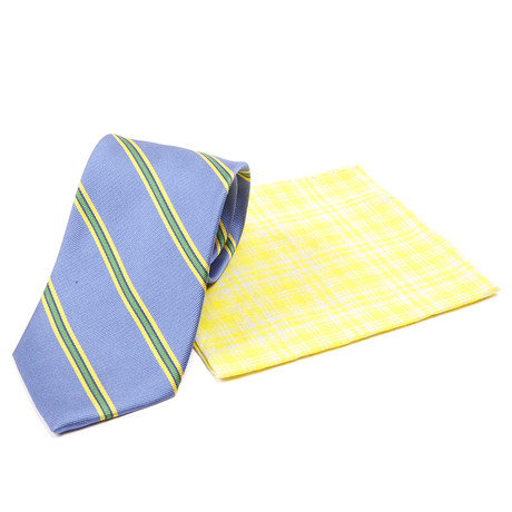 Sergent Stripe Tie + Neon Plaid Pocket Square