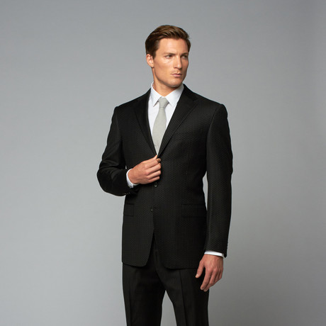 Wool Two-Piece Suit // Black Pinstripe (Euro: 44)