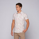 Flower Power Short Sleeve Button Up // Pink (2XL)