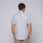 Naked Truth Small Print Short Sleeve Button Up // Blue (L)
