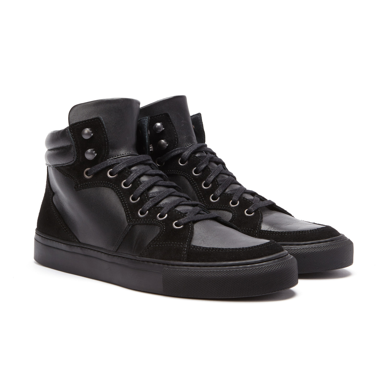 Leather + Suede High Top Trainers // Black (Euro: 42) - The Kooples ...