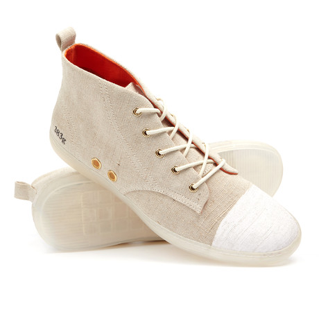 Gram // 383g Linen High-Top Sneaker // White (US: 8.5)