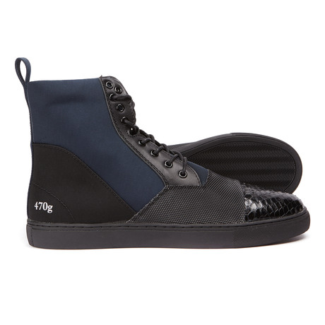 Gram // 470G High-Top Perforated Toe Sneaker // Navy (US: 9)