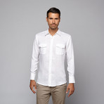 Linen Long Sleeve Two Pocket Shirt // White (XL)