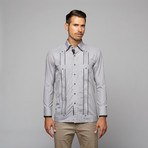 Checker Guayabera Long Sleeve Shirt // Black (XL)