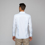 Checker Guayabera Long Sleeve Shirt // Blue (L)