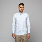 Checker Guayabera Long Sleeve Shirt // Blue (2XL)