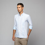Checker Guayabera Long Sleeve Shirt // Blue (XL)