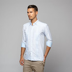 Checker Guayabera Long Sleeve Shirt // Blue (S)