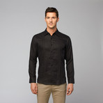 Linen Embroidered Shirt // Black (2XL)
