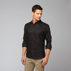 Linen Embroidered Shirt // Black (2XL)
