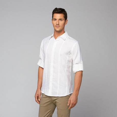 Linen Roll Up Shirt // White (S)