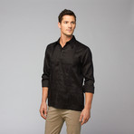 Linen Guayabera Shirt // Black (XL)