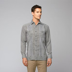 Linen Guayabera Stripe Shirt // Black (XL)