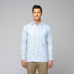 Mojito Collection // Linen Guayabera Stripe Shirt // Blue (M)