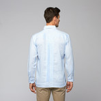 Mojito Collection // Linen Guayabera Stripe Shirt // Blue (2XL)