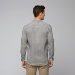 Linen Roll Up Stripe Long Sleeve Shirt // Black (XL)
