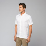 Linen Embroidered Stripe Shirt // White (L)