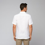 Linen Embroidered Stripe Shirt // White (S)