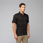 Linen Embroidered Stripe Shirt // Black (S)
