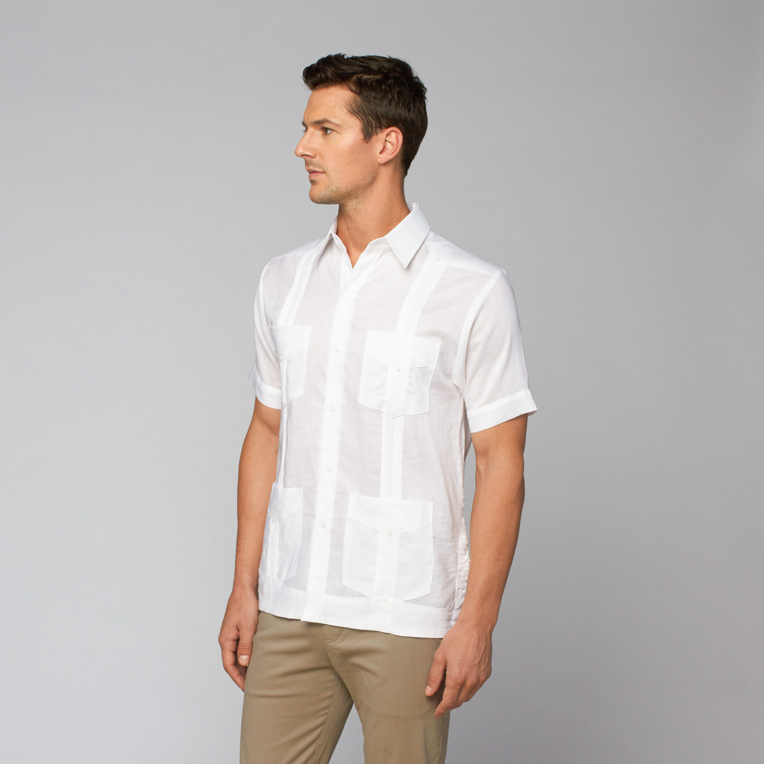 Linen Guayabera SS Shirt // White (S) - Mojito - Touch of Modern