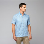 Linen Guayabera Shirt // Light Blue (XL)