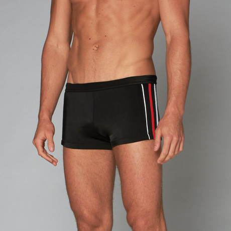 Mykonos Swim Trunk // Black + Red (S)