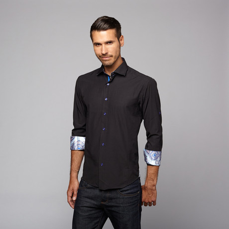 Button Up Shirt // Black Mini Triangle (S)