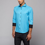 Bespoke // Button Up Shirt // Turquoise Diamond (M)