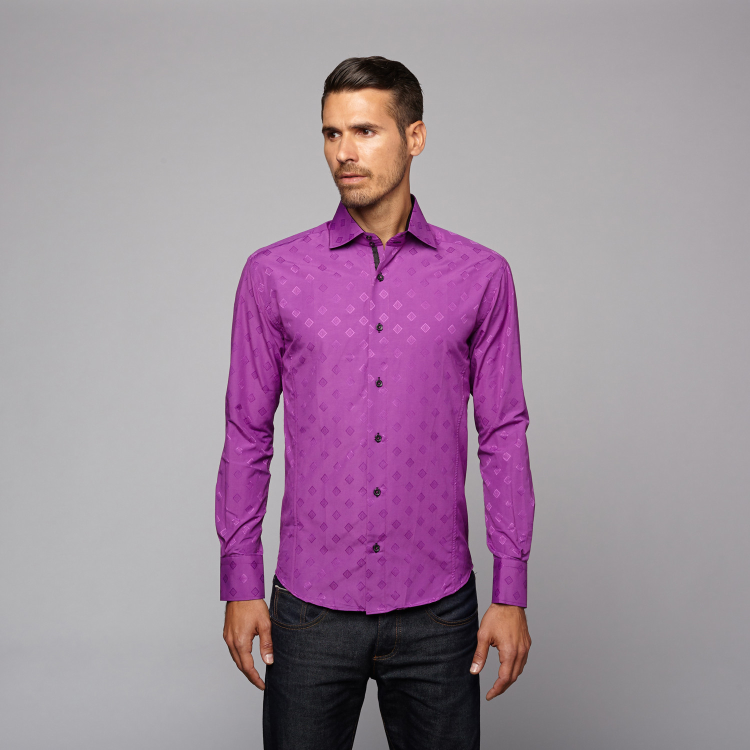 Button Up Shirt // Purple Diamond Print (4XL) - Bespoke - Touch of Modern