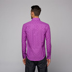 Button Up Shirt // Purple Diamond Print (L)