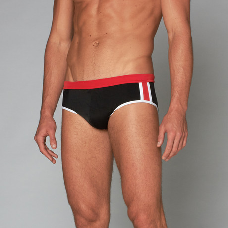 Belmare Swim Brief // Black + Red (S)