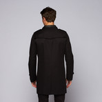 Straight Cut Trench + Leather Detailing // Black (Euro: 48)