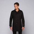 Straight Cut Trench + Leather Detailing // Black (Euro: 48)