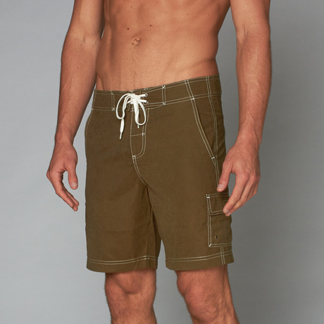 Maverick Board Short // Olive + White (S)