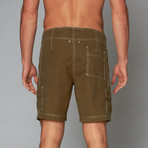 Maverick Board Short // Olive + White (XL)